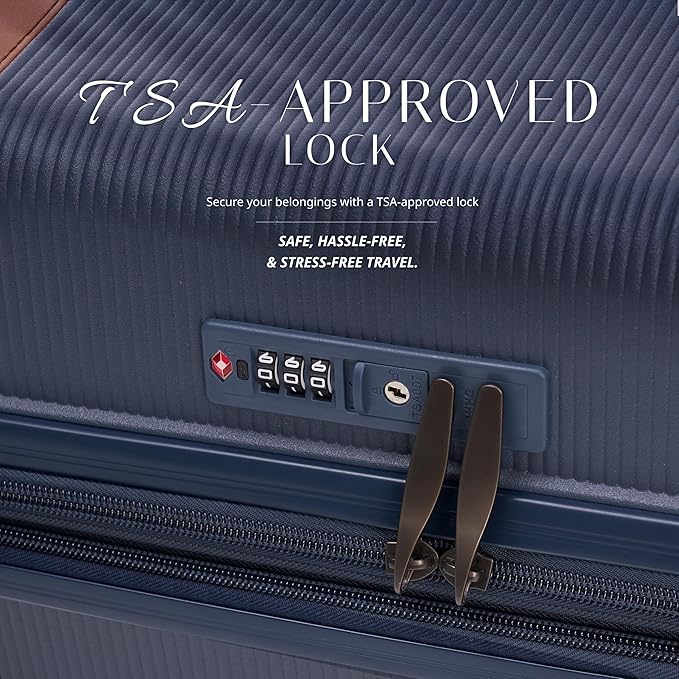 Verage Florence Hardside Carry-On Luggage with Spinner Wheels, Lightweight Expandable Suitcase with TSA Lock, Artist-Inspired Stylish Travel Luggage for Women, 20-Inch, Midnight Blue