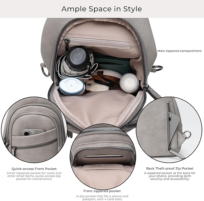 Alldaily Large Sling Bag for Women Crossbody Purse Leather Fashionable Trendy Chest Bag for Travel, Fanny Pack (Grey)