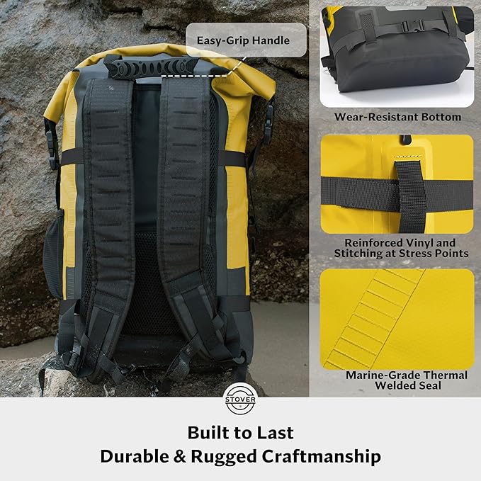 STOVER 5/10/25/30/40/55L Waterproof Backpack- Floating Dry Bag for Kayaking, Travel, Beach, Hiking, & Camping, Men/Women