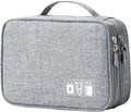 Lanola Travel Cable Organizer Bag, Electronic Accessories Case Portable Double Layer Cable Storage Bag for Cord,phone,Charger, Flash Drive, Phone, SD Card,Personal Items - (Grey)