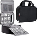 Electronics Organizer Case - Multi-Layer Full Flat Opening With Compartments and Pockets - Cord Organizer for Accessories, Cables, Electronics Travel