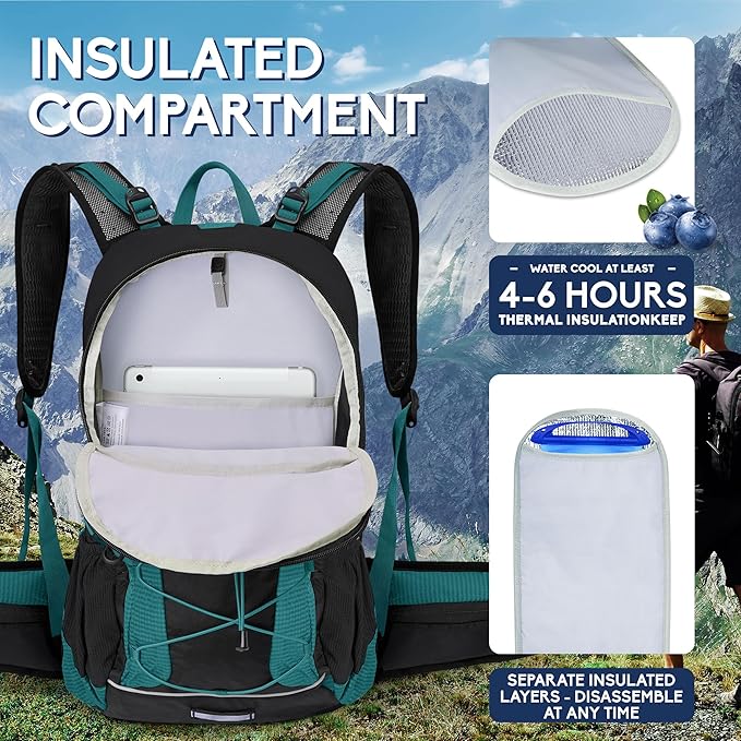 Hydration Backpack 3L Water Bladder, Hiking Water Backpack with Rain Cover, Insulation Hydration Daypack Rucksack for Cycling