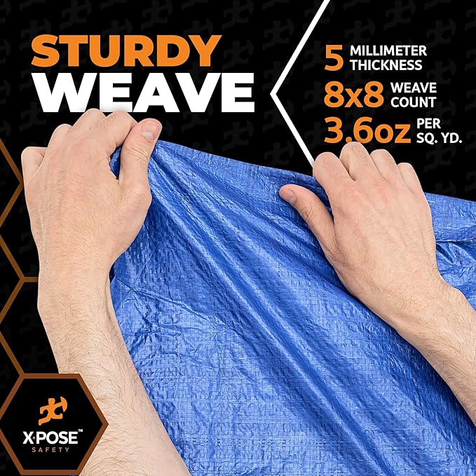Better Blue Poly Tarp 30' x 40' - Multipurpose Protective Cover - Lightweight, Durable, Waterproof, Weather Proof - 5 Mil Thick Polyethylene - by Xpose Safety