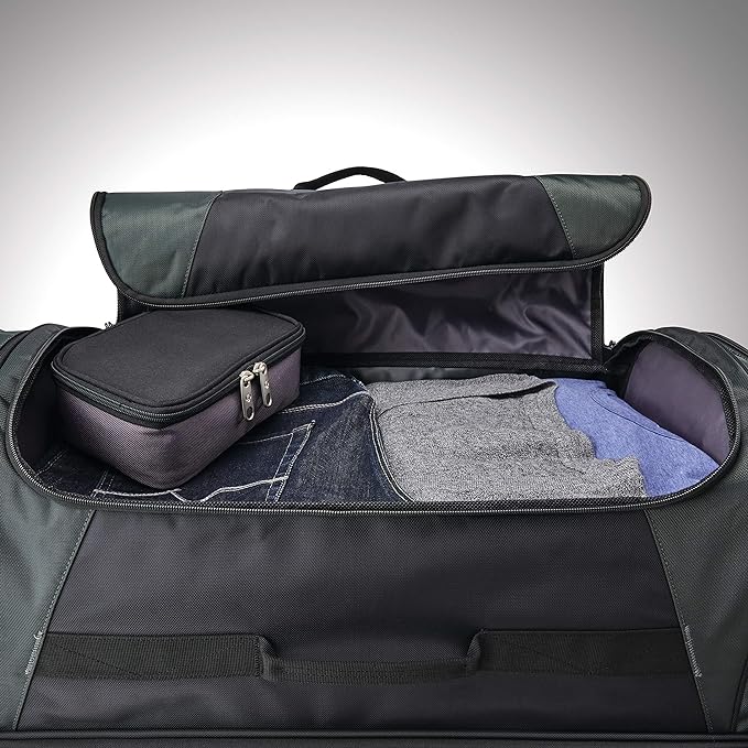 Samsonite Andante 2 Wheeled Duffel Bag – 32-Inch Durable Rolling Luggage with Inline Skate Wheels, Push-Button Handle & Spacious Compartments – Travel-Friendly and Lightweight - All Black