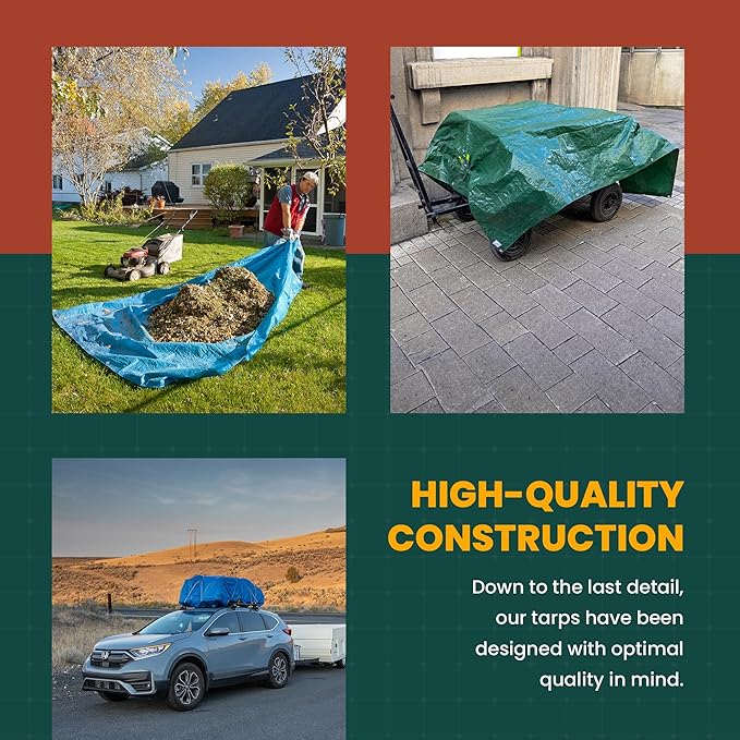 Tarp Cover 12X12 Silver/Black Heavy Duty Thick Material, Waterproof, Great for Tarpaulin Canopy Tent, Boat, RV Or Pool Cover! by Trademark Supplies