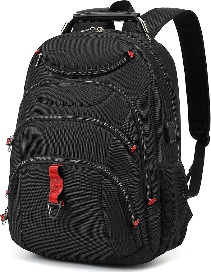 Boavan Laptop Backpack for men, 15.6 inch Laptop Bag with USB Port, Waterproof Travel Work Backpack Purse, Anti-Theft Teacher Nurse Doctor Casual Bookbags Office Business backpack，Black