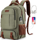 Tzowla Canvas Laptop Backpack, Bag for Men Women,Travel Work Rucksack Fits 15.6 Inch Laptop, Bookbag with USB Charging Port