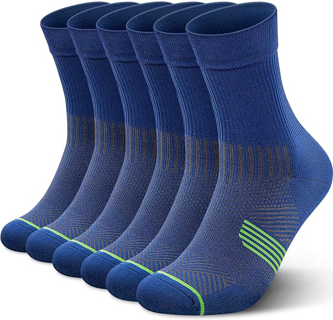 PAPLUS 3 Pairs Running Compression Socks for Men & Women, Atheltic Crew Socks with Cushion, Arch Support for Hiking, Cycling