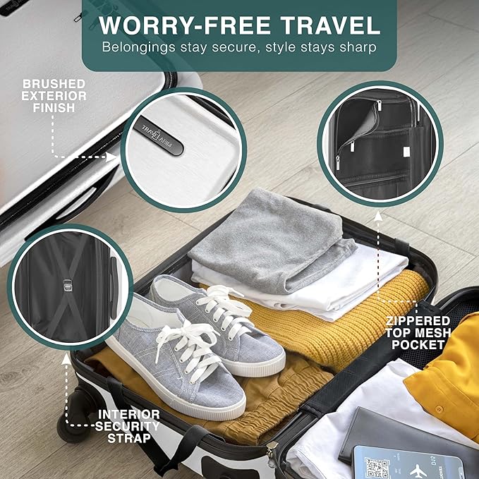 Luggage Sets 2 Piece, 24 Inch Suitcase and 28 Inch Luggage with Spinner Wheels, Durable Hard Shell Suitcase Set, Expandable Travel Suitcases with Wheels, White