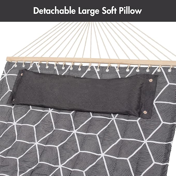 ANOW Double Hammock with Stand Included, 2 Person Hammock with Stand for Outside, 450 LBS Weight Capacity, Gray Cube