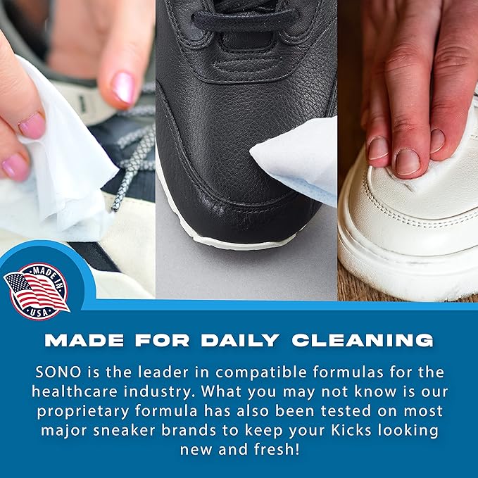 SONO Multi-Surface Disinfecting Wipes - 40 Count (Pack of 2) + Sanitizer, Shoe Cleaner & Sanitizer Kit, Quick Clean and Stain Removal, Sneaker Cleansing Travel Pack