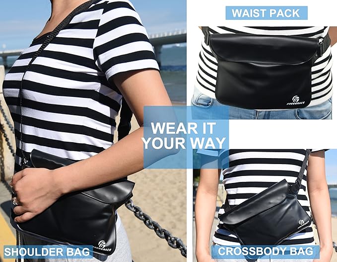 Freegrace Waterproof Pouches with Waist Strap / Pouch Case Bundle Set- Keep Your Phone & Valuables Dry and Safe - Waterproof Dry Bags for Boating Swimming Snorkeling Kayaking Beach Water Parks Pool