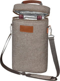 Tirrinia 2 Bottle Wine Gift Tote Carrier - Leakproof & Insulated Padded Versatile Wine Cooler Bag for Travel, BYOB Restaurant, Wine Tasting, Party, Dinner,Gift for Wine Lovers,Grey
