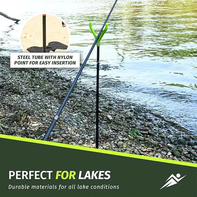 Fishin’ Stix Trident Telescoping Fishing Rod Holders – Extendable 12"–30", 50 lb+ Capacity, Sand Stake Pole Stand for Surf Fishing, Bank Angling, Catfish Rods, Lure & Bait Setup