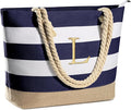 YOOLIFE Initial Canvas Waterproof Beach Tote Bag Zipper Personalized Gifts for Women Her Birthday Travel Beach Essential