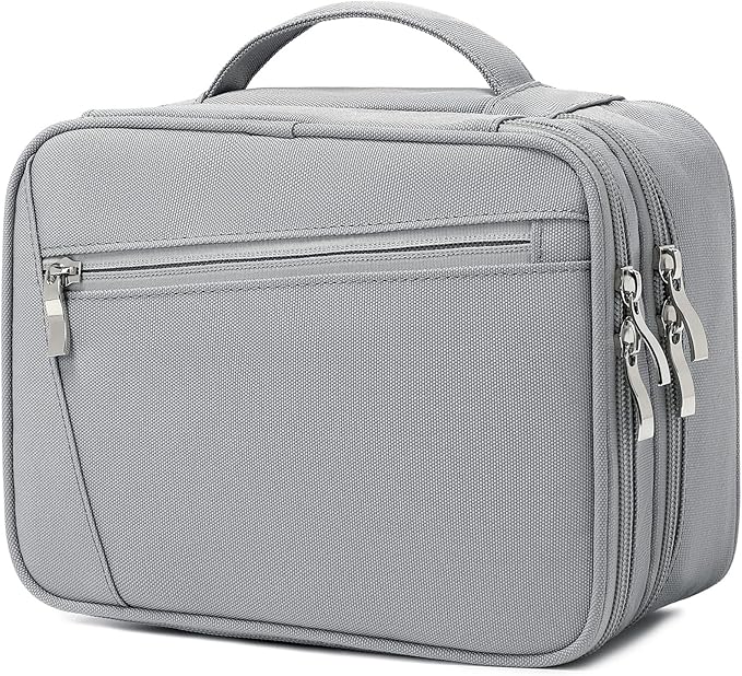 mygreen Electronics Travel Organizer, Watreproof Electronic Accessories Case Portable Double Layer Cable Storage Bag for Cord, Charger, Flash Drive, Phone, Ipad Mini, SD Card, Gifts for Him Grey