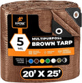 Multipurpose Protective Cover Brown Poly Tarp 20' x 25' - Durable, Water Resistant, Weather Resistant - 5 Mil Thick Polyethylene - by Xpose Safety