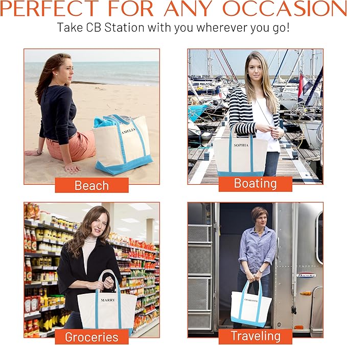 CB STATION Medium Classic Canvas Tote Bag for Women, Top Zipper Closure, Outer Pocket, Daily Essentials, Groceries, Traveling