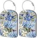2 PCS Leather Luggage Tags for Suitcase Hibiscus Flowers Bird Travel Luggage Tag with Privacy Flap Name ID Label and Metal Loop for Travel Bag Suitcase