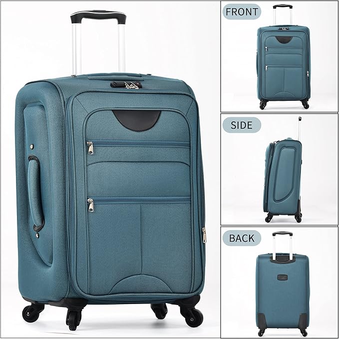 Merax Softside Luggage Set Softshell Lightweight 3 Piece Spinner Suitcase 22" 26" 30" New Green