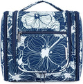 Narwey Hanging Toiletry Bag for Women Travel Makeup Bag Organizer Toiletries Bag for Cosmetics Essentials Accessories (Large, Blue Lotus)