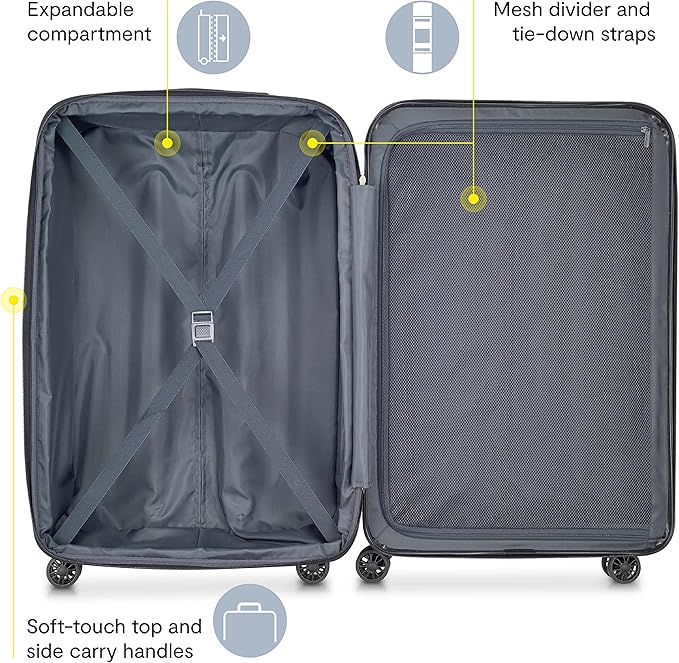 DELSEY PARIS Helium Aero Hardside Expandable Luggage with Spinner Wheels, Titanium, Checked-Medium 24 Inch