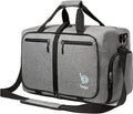 Bago Foldable Duffel Bags for Traveling Women & Men - 40L Sports Packable Duffle Bag for Travel with Shoe Compartment - Water Repellant, Heavy Duty, Lightweight Folding & Collapsible (SnowGray)