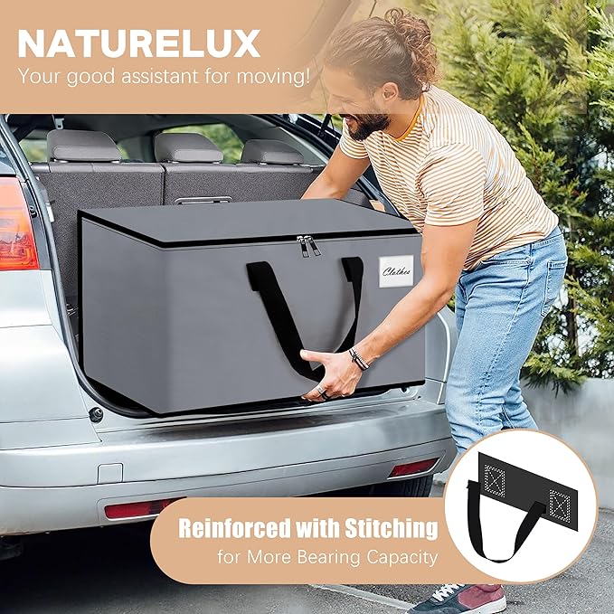 Heavy Duty Moving Bags - Extra Large Packing Bags and Storage Totes, Collapsible and Foldable Option for Moving and Storage, Grey, 125 L - 18 Pack