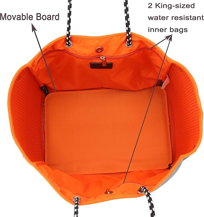 QOGiR Neoprene Multipurpose Beach Bag Tote with Inner Zipper Pocket … … … …