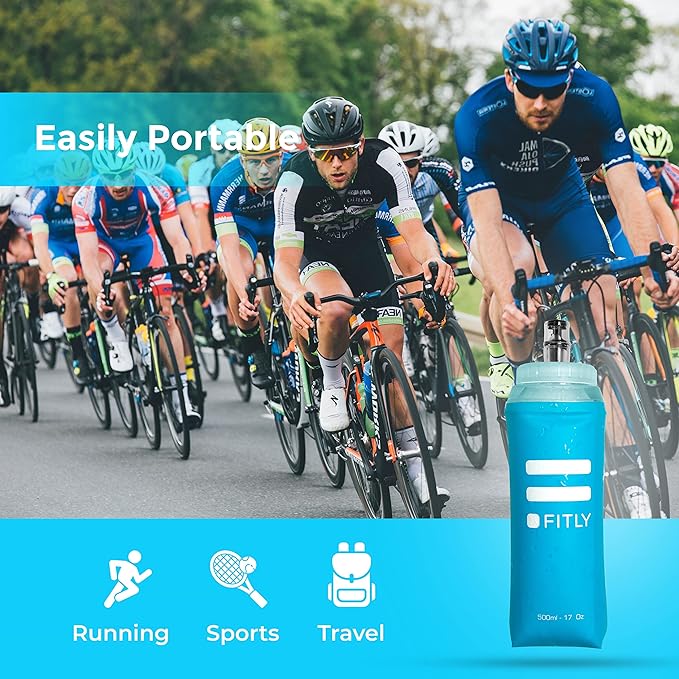 Soft Flask - Shrink As You Drink Soft Water Bottle for Hydration Pack - Folding Water Bottle Ideal for Running, Hiking, Cycling, Climbing & Rigorous Activity