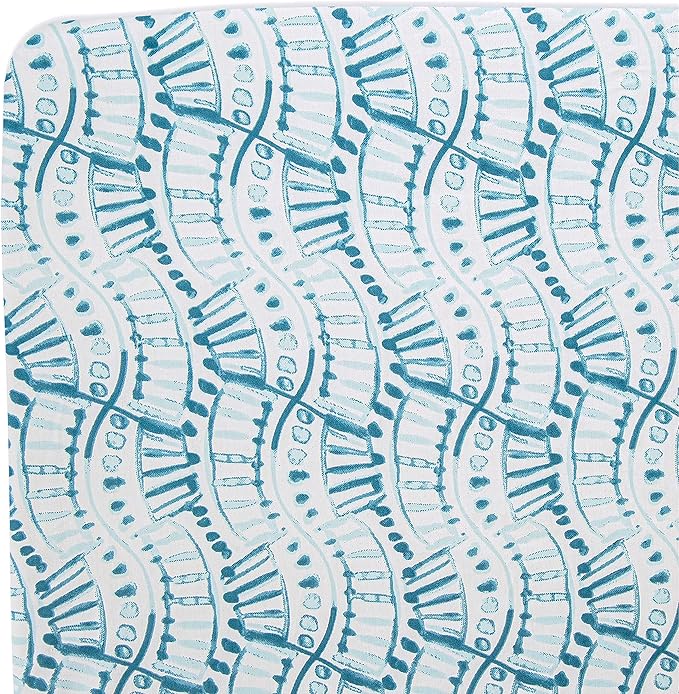 Crane Baby Soft Cotton Crib Mattress Sheet, Fitted Sheet for Cribs and Toddler Beds, Indigo Blue, 28”w x 52”h x 9”d